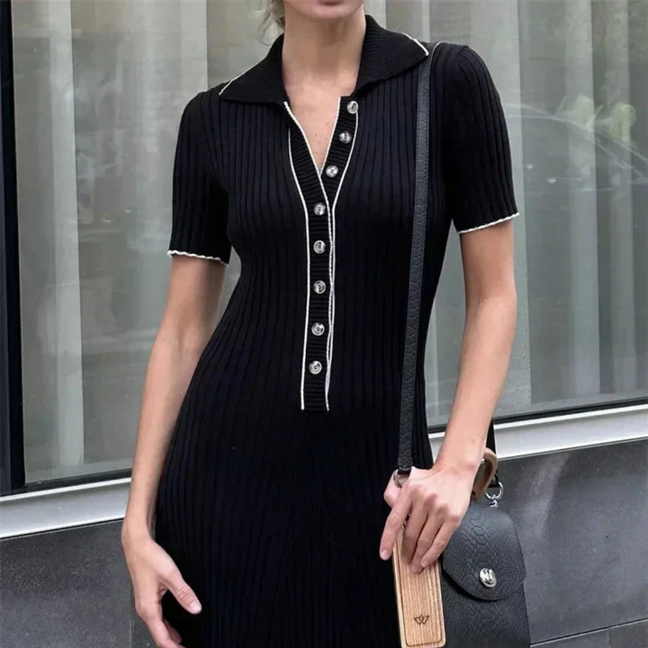Olive’s Quiet Confidence Ribbed Polo Midi Dress