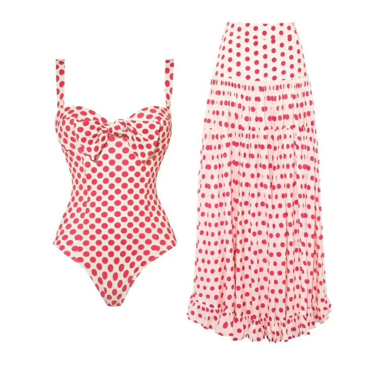 Olive’s Holiday Heart-Print Swimsuit Set
