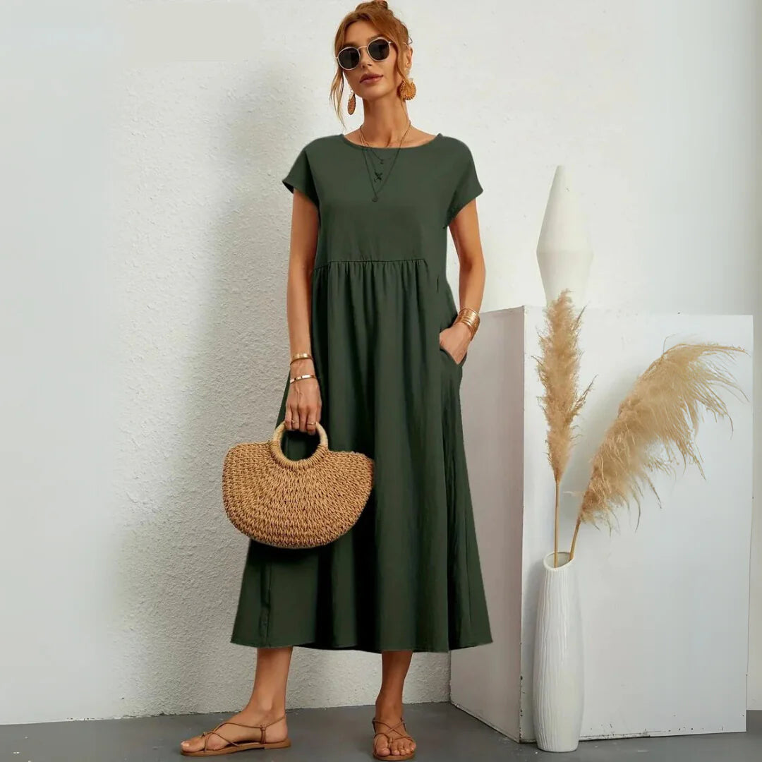 Olive's 100% Pure Cotton Casual Midi Dress